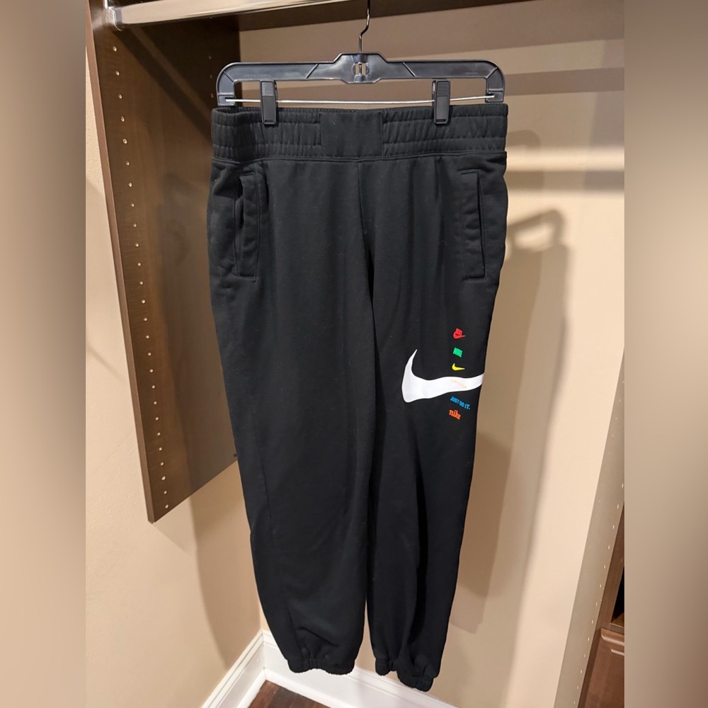 Nike Black Sweatpants with Multicolor Logo
